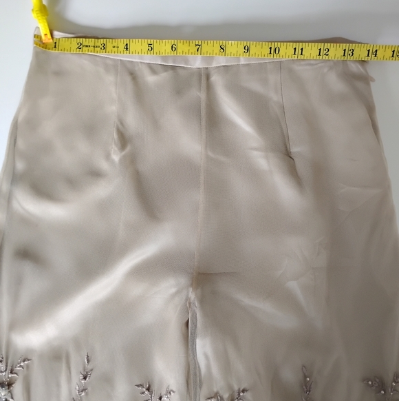 Vie By Victoria Royal By Mary Bay Silk Beaded Tulle Pants Gold Beaded Size 4 - Picture 12 of 15